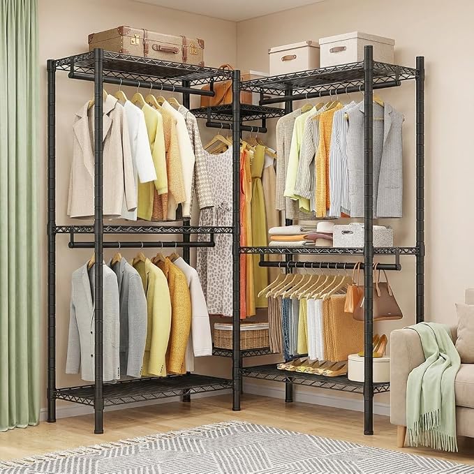 Raybee L Shaped Clothes Rack for Corner, Clothing Racks for Hanging Clothes - Image 2