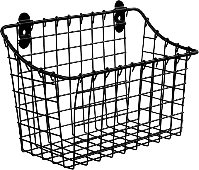 Spectrum Large Wall Mounted Wire Basket Matte Black Kitchen Wall Mount by Spectrum