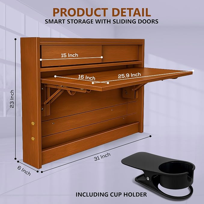 Wall Mounted Desk 31 Inches, Folding Table - Image 2