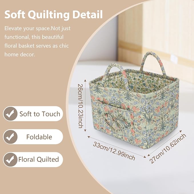 Storage Basket Boho Fabric Large Collapsible Floral Laundry Nursery Hamper - Image 6