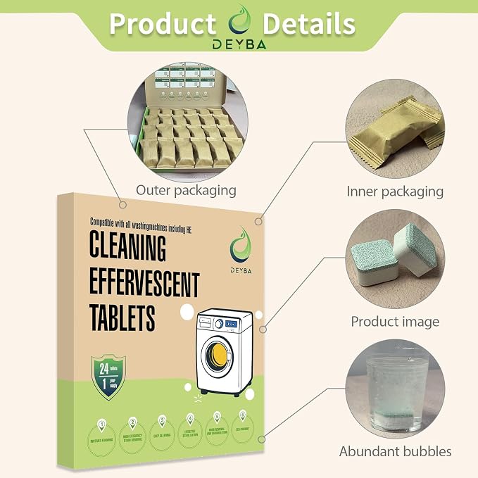 DEYBA Washing Machine Cleaner Tablets – Instant Foaming, Fast Dissolve - Image 2
