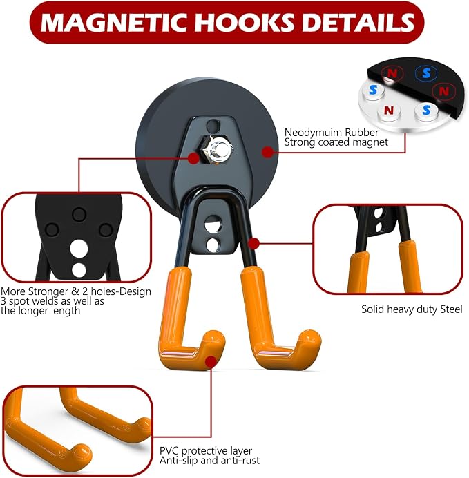3-H Magnetic Hooks Heavy Duty, Magnet Garage Hooks Heavy Duty and Strong - Image 4