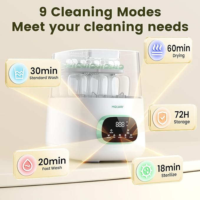 MOLWAY【Upgraded】Bottle Washer Pro, All-in-One Baby Bottle Washer and Sterilizer - Image 7