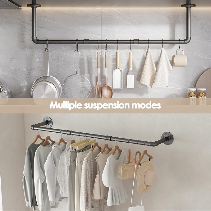 Industrial Pipe Clothing Rack, 41 Inch, Clothes Racks - Image 3