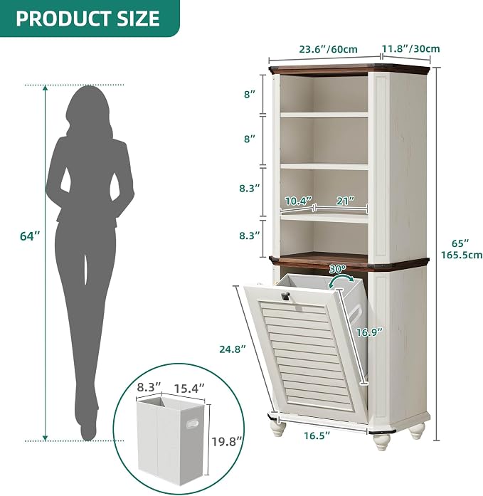 YITAHOME Tall Tilt-Out Laundry Storage Cabinet, Hidden Hamper - Image 2
