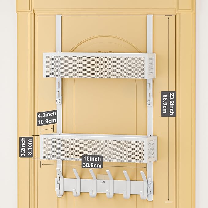 LUCYCAZ Adjustable Over The Door Hooks Organizer, Hanger Storage - Image 4