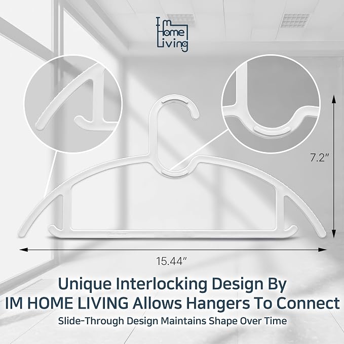 15" Compact Slim & Slimlink Interlocking Clothes Hangers, Space-Saving - Image 2
