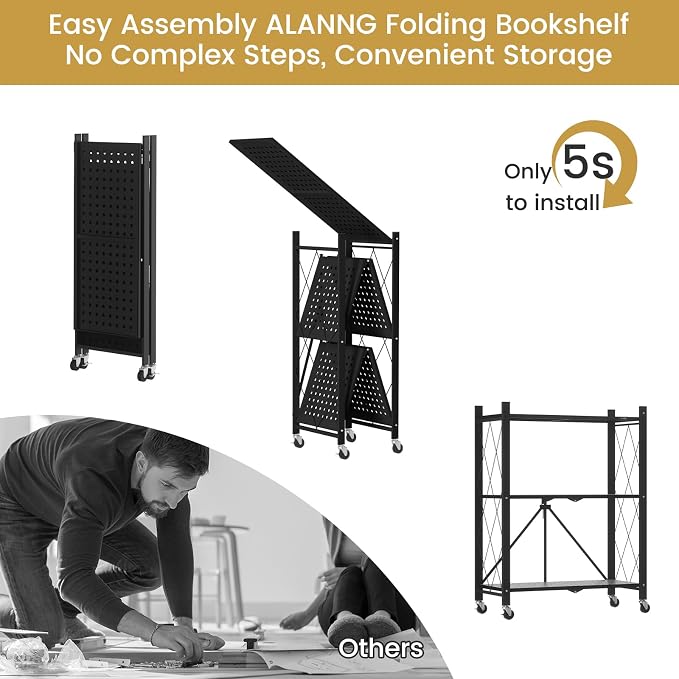 ALANNG Heavy Duty 3-Tier Folding Shelf - Image 6
