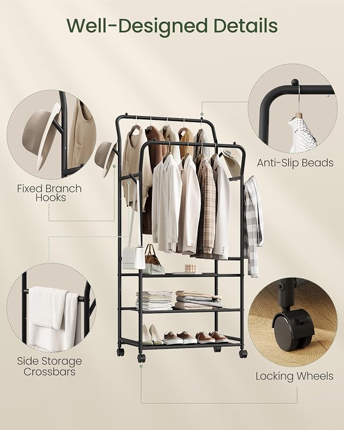 Clothes Racks for Hanging Clothes, Rolling Garment Rack, Clothing Rack - Image 5