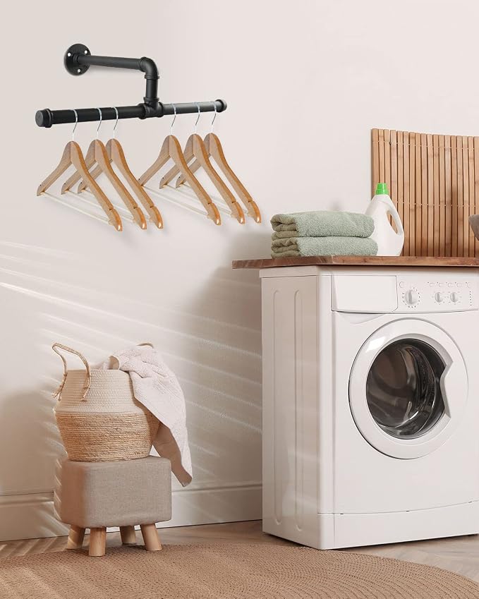 MUZIK 4Pcs Clothes Rack, 18 Inch Industrial Pipe Wall Mounted Garment Rack - Image 4