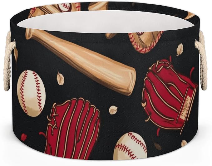 Baseball Bat Storage Basket Glove Balls Foldable Storage Bin by Gumuslen