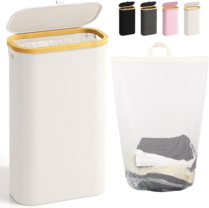 75L Slim Laundry Hamper with Lid, Dirty Clothes Hampers by Bathola