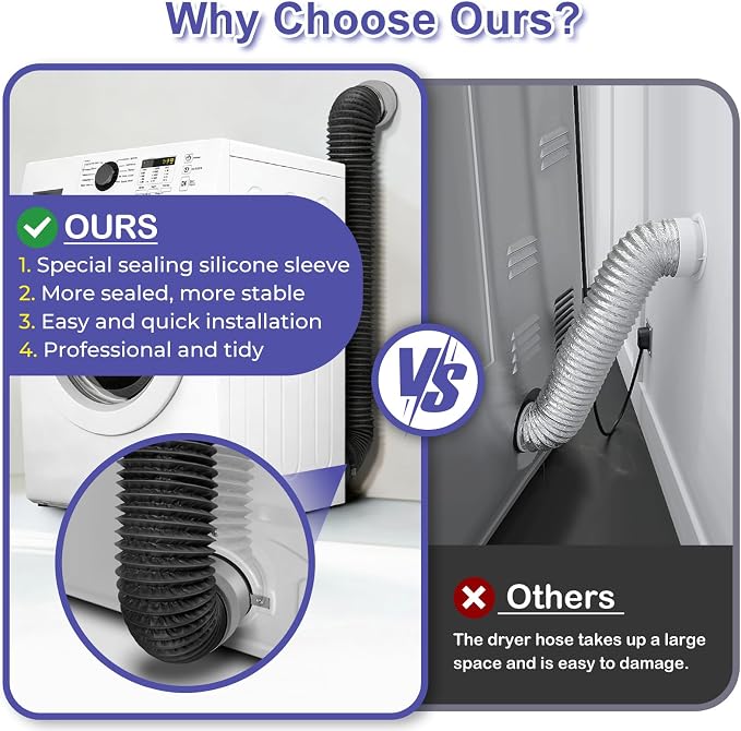 Upgraded 3 in 1 Dryer Vent Kit, include 8 feet Dryer Vent Hose - Image 4