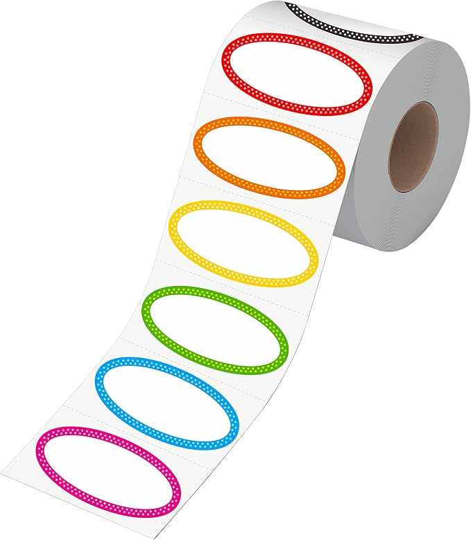 500 Removable Freezer Pantry Canning Labels, 8 Colorful Polka Borders, Water by Stickyourhappymoment