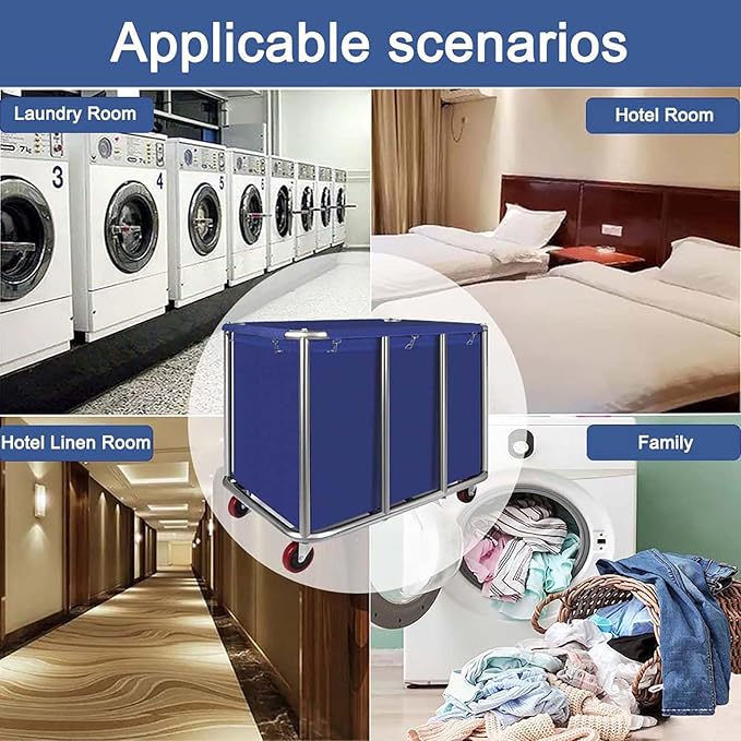 Commercial Laundry Cart with Wheels, 470L Industrial Rolling Laundry Basket - Image 5