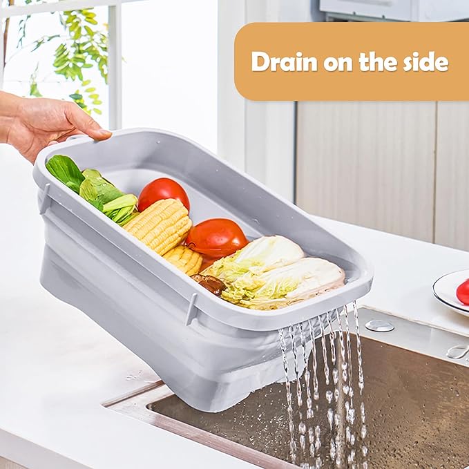 Collapsible Dish Pans, 2Gal Capacity, Plastic Dish Tub Dishpan - Image 2