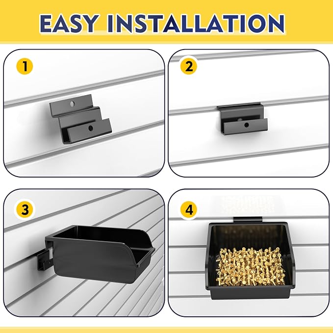 6 Pack Slatwall Bins with Hooks Plastic Slatwall Organizer Slatwall Containers - Image 5