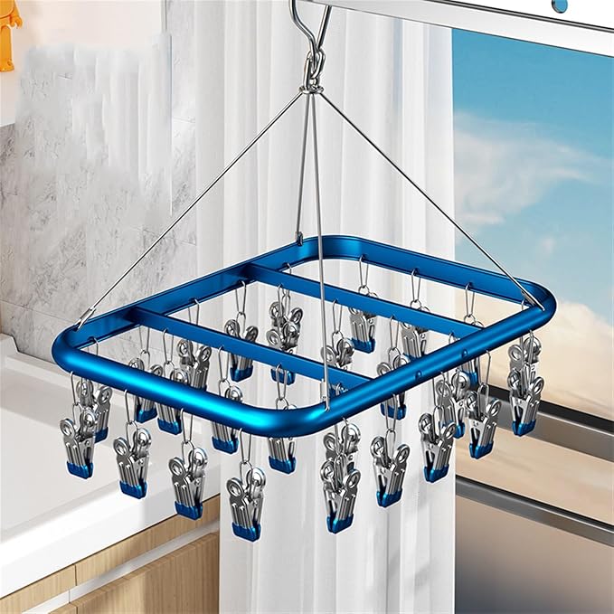 Drip Hanger with 26 Clips, Sock Drying Rack, Wind-Proof Hook, Underwear Storage by Unknown