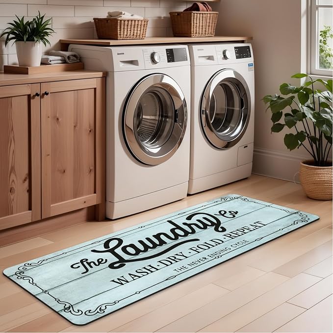 Pauwer Laundry Room Rug Runner 20"x60" Waterproof Rubber Laundry Mat Non Slip - Image 7