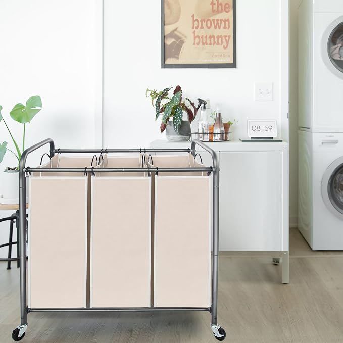 Laundry Sorter Hamper with Wheels, Heavy-Duty Laundry Sorter Rolling Cart - Image 8