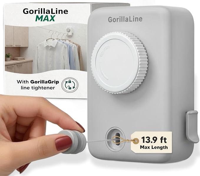 GorillaLine Max – Retractable Clothesline Indoor Outdoor, Non-Sagging Heavy by GorillaLine