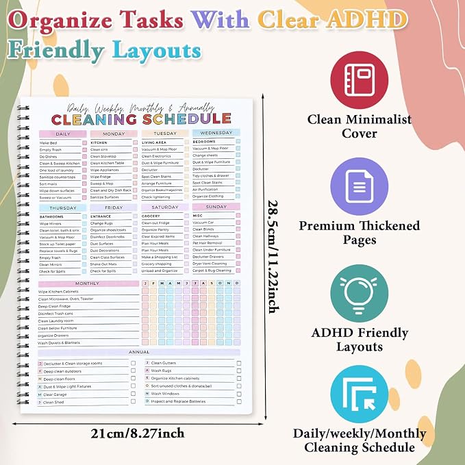 4Pcs Adhd Cleaning Planner Schedule and Checklist Organizer, Daily Weekly - Image 2