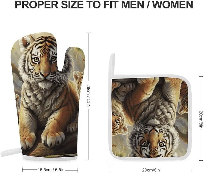 Jungle Tigers Oven Mitts and Pot Holders Sets Heat Resistant Kitchen Oven Gloves - Image 2