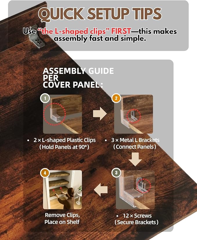 5 Pcs 40×12 Wire Rack Covers for Shelves – Engineered Wood Shelf Covers for - Image 7