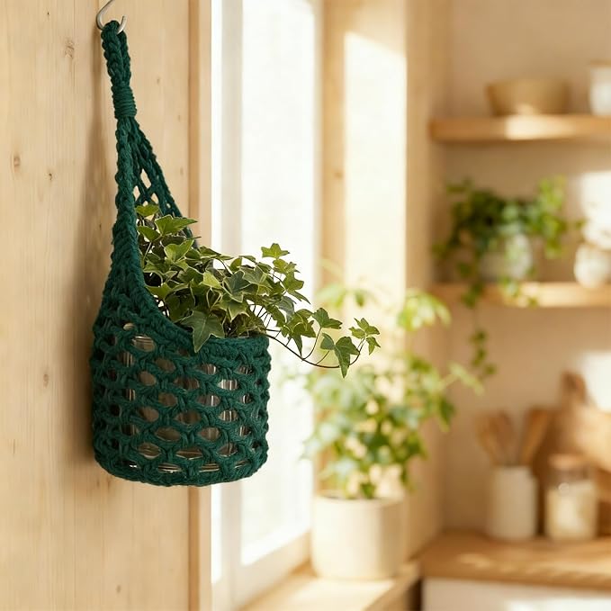 Macrame Wall Plant Hanger, Hanging Planter Basket Holder, Wall Planters - Image 5