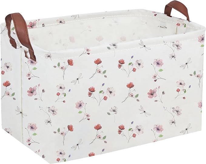 Sanjiaofeng Rectangular Kids Basket Flower Storage Bins, Girls Storage Basket by Sanjiaofen