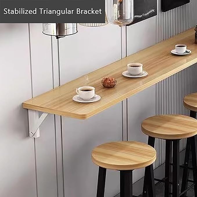 Wall Mounted Folding bar Table, Wooden Wall Dining Table, Narrow Long Floating - Image 6