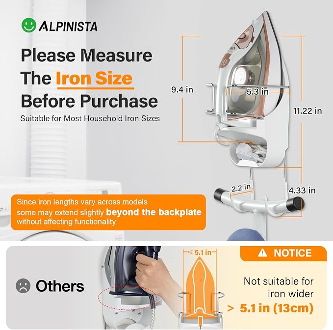 Alpinista Ironing Board Hanger Wall Mount Ironing Board Holder Wall Mount - Image 2