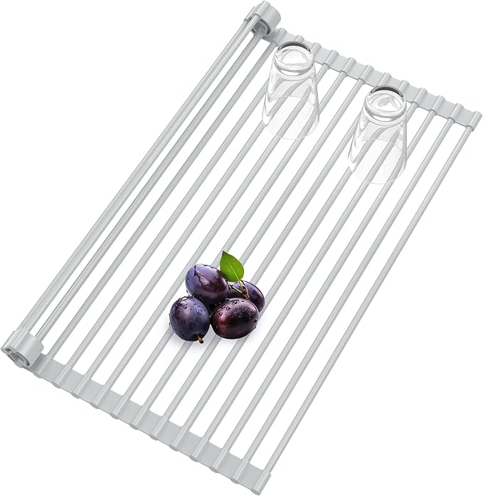 Roll Up Dish Drying Rack, Silicone Wrapped Over The Sink Multipurpose Foldable by BBXTYLY