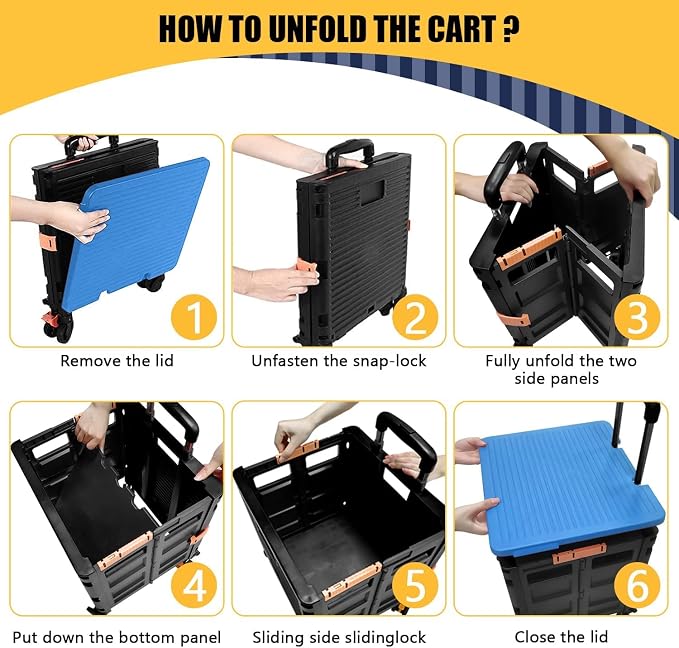 Foldable Utility Cart Folding Portable Rolling Crate Handcart Handcart Shopping - Image 2