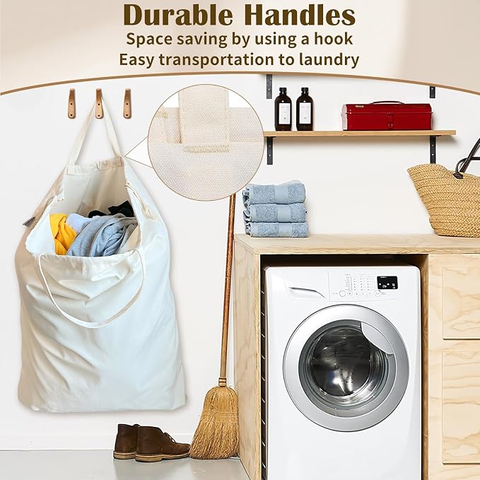 Canvas Laundry Bag 33"Wx 35"H, Thick Canvas Laundry Bag - Image 4