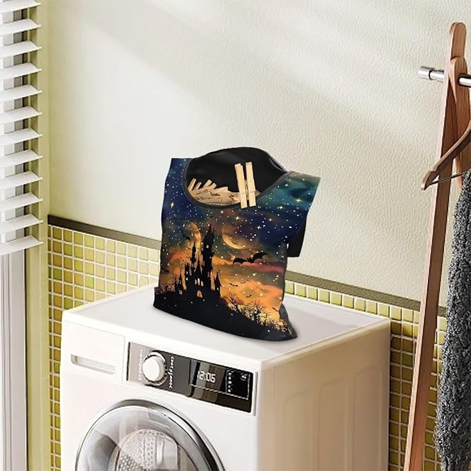 Halloween Castle Print Clothespin Bag Laundry Hanging Storage Organizer - Image 3
