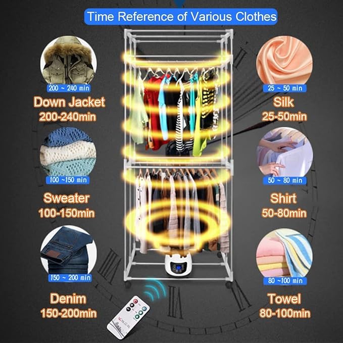 Electric Clothes Dryer, Portable 2-Tier Electric Clothes Drying Rack - Image 6