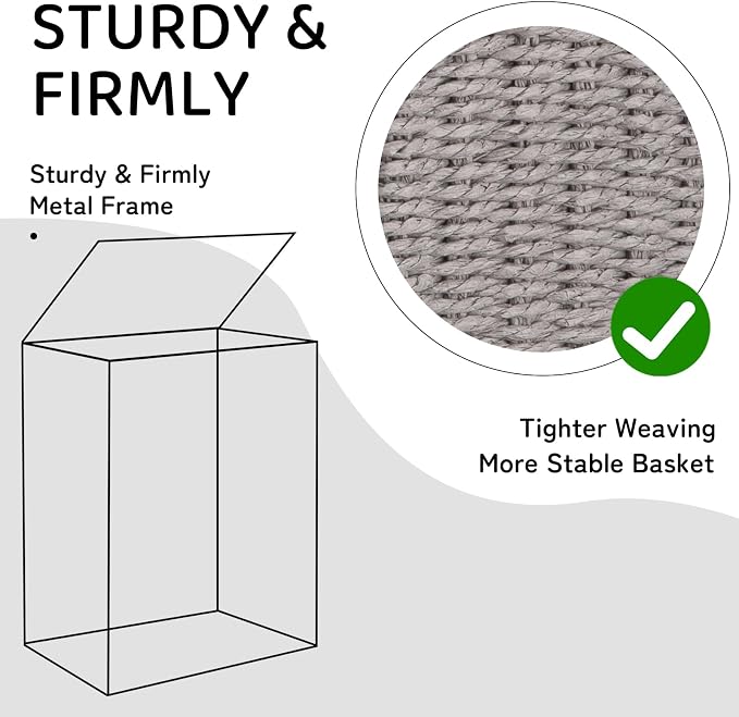 OIAHOMY Laundry Hamper with Lid, 23.8 Gal Wicker Hamper with Removable Liner - Image 4