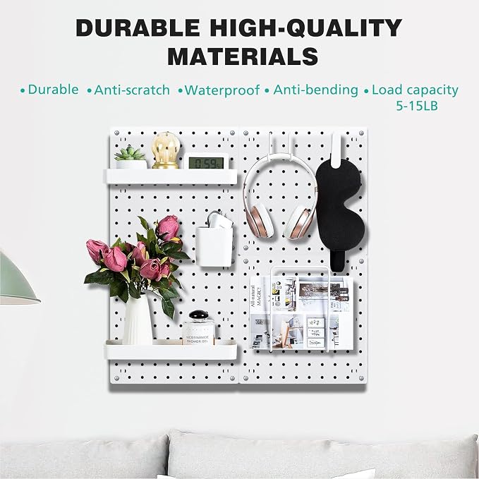 6Pcs Peg board, Pegboard Wall Organizer Panels, Wall Mount Display Small - Image 6
