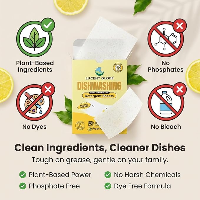 Lucent Globe Dishwasher Dishwashing Detergent Sheets, Dish Soap & Dishwasher - Image 3