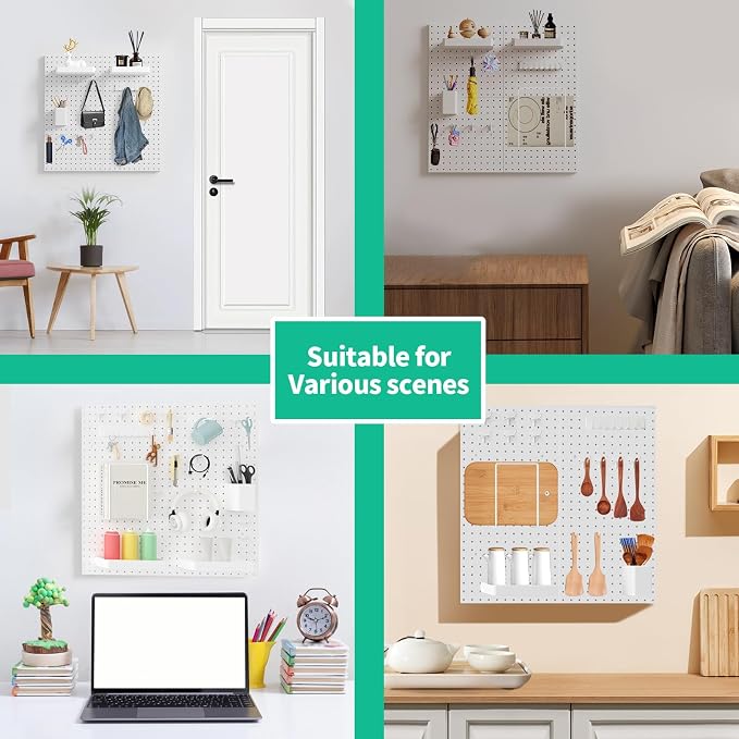 Peg Board Wall Organizer, 4 Metal Pegboard Panels - Image 7