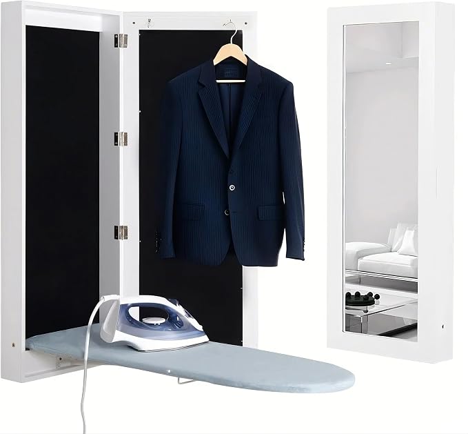 Slim Wall Mount Ironing Board Cabinet, Wall Attached Ironing Cabinet by GLSCASA