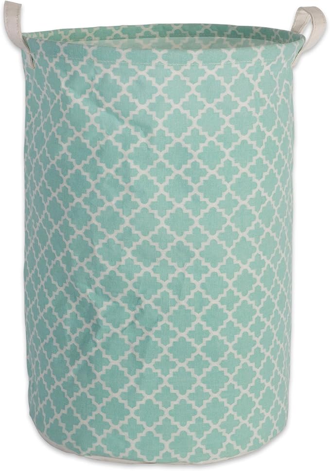 DII Laundy Collection, PE Coated Collapsible Bin, Aqua Lattice, Laundry Hamper by DII