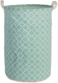 DII Laundy Collection, PE Coated Collapsible Bin, Aqua Lattice, Laundry Hamper by DII