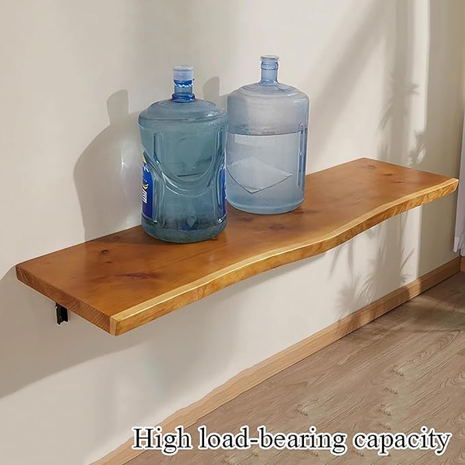 Industrial Wall Mounted Folding Bar Table Live Edge, Rustic Drop-Leaf Table - Image 6