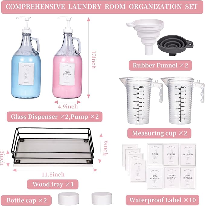 2 Pcs Glass Liquid Laundry Detergent Dispenser, Half Gallon Dispenser - Image 2