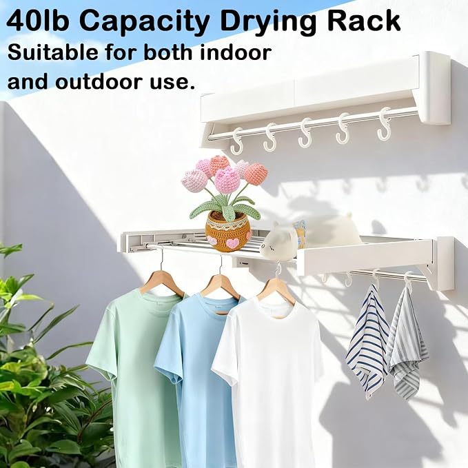 Wall Mounted Clothes Drying Rack 27 inches, Foldbale Laundry Drying Rack 6 Rods - Image 6