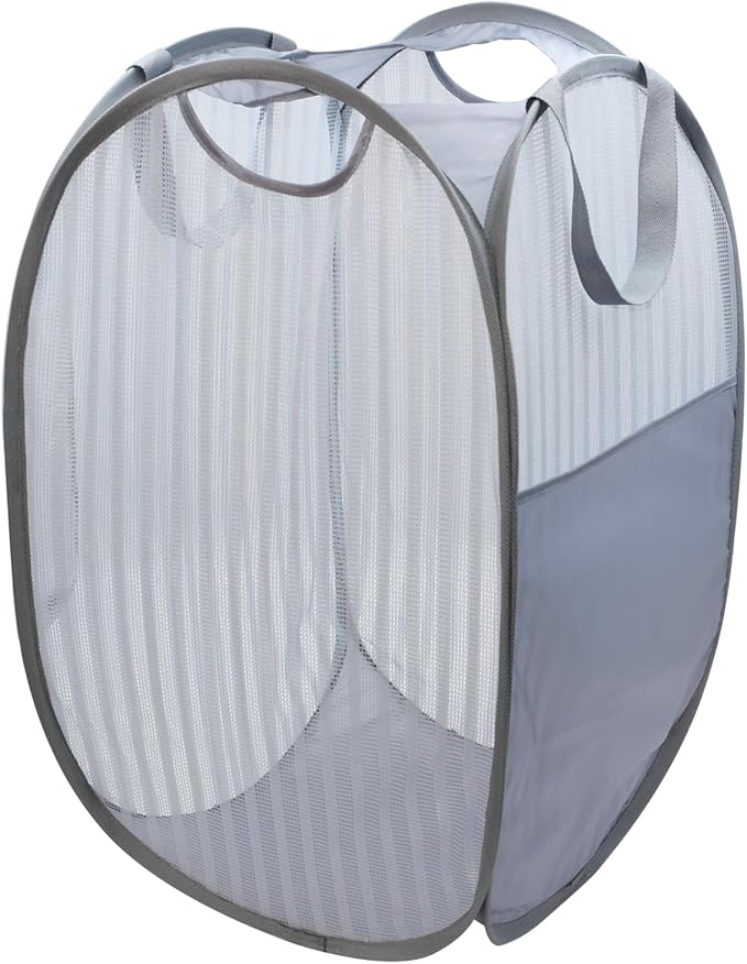 Solidly Handy Laundry Mesh Popup Hamper, Foldable Lightweight Pop up Basket by HONOMA