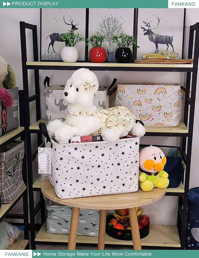 FANKANG Storage Basket, Nursery Hamper Canvas Laundry Basket Foldable - Image 4