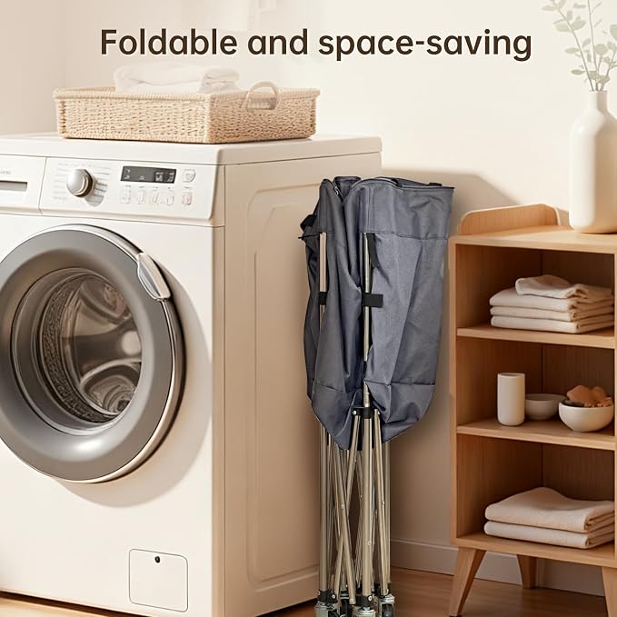 Laundry Cart with Wheels, 35.9"H Stand-Up No-Bend Rolling Laundry Basket - Image 3